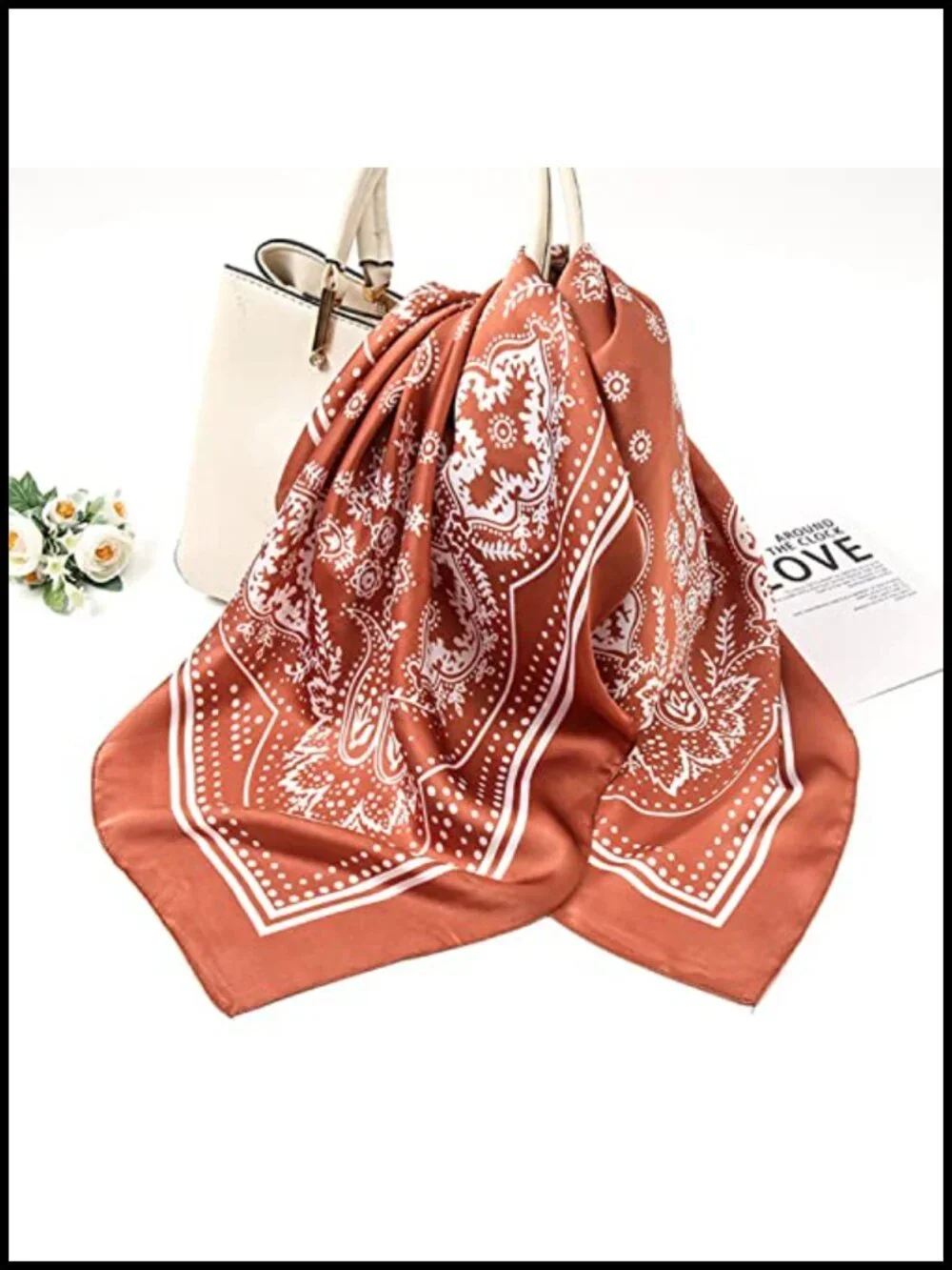 27.5 Inch Silk Square Scarf Unisex Vintage Satin Hair Wrap Bandana Neck Scarf